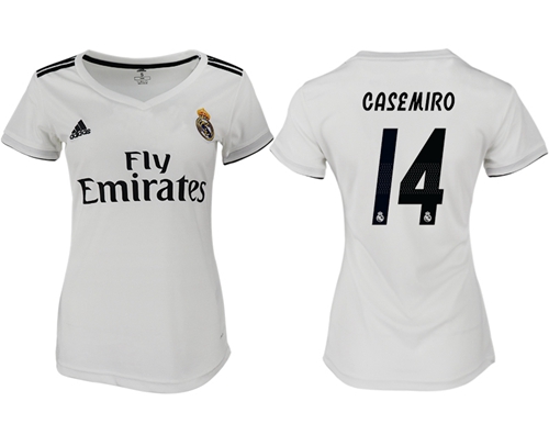 Women's Real Madrid #14 Casemiro Home Soccer Club Jersey