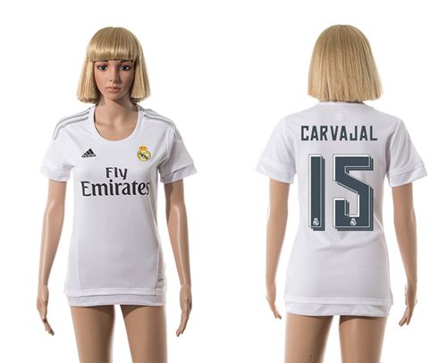 Women's Real Madrid #15 Carvajal Home Soccer Club Jersey