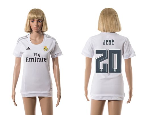 Women's Real Madrid #20 Jese Home Soccer Club Jersey