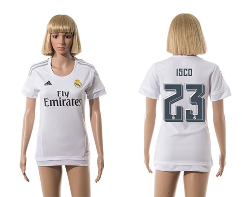 Women's Real Madrid #23 Isco Home Soccer Club Jersey