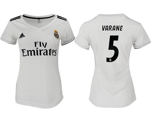 Women's Real Madrid #5 Varane Home Soccer Club Jersey