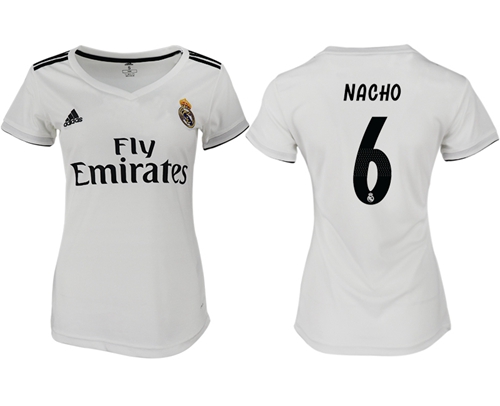 Women's Real Madrid #6 Nacho Home Soccer Club Jersey