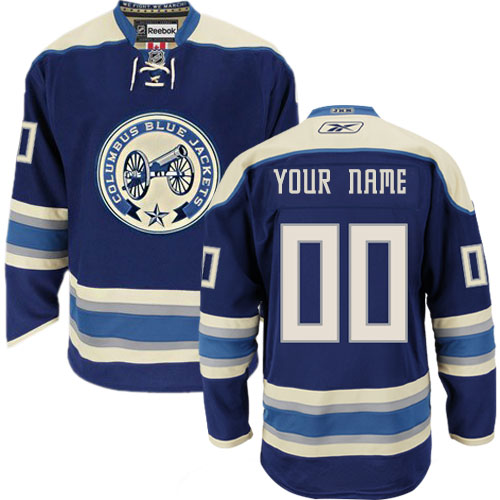 Women's Reebok Columbus Blue Jackets Customized Authentic Navy Blue Third NHL Jersey