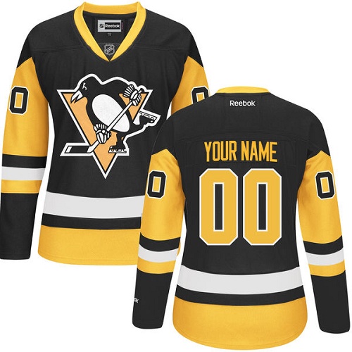 Women's Reebok Pittsburgh Penguins Customized Authentic Black Gold Third NHL Jersey