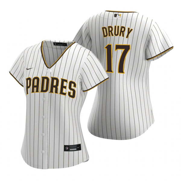 Women's San Diego Padres #17 Brandon Drury White Brown Jersey