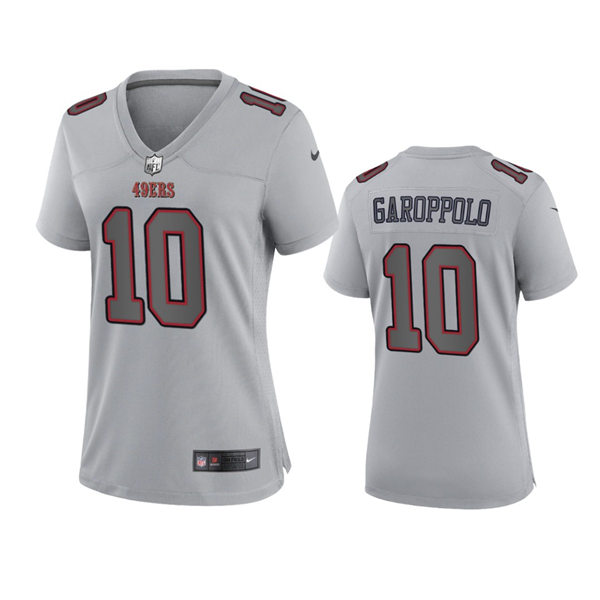 Women's San Francisco 49ers #10 Jimmy Garoppolo Gray Atmosphere Fashion Game Jersey