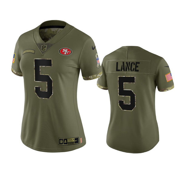 Women's San Francisco 49ers #5 Trey Lance Olive 2022 Salute To Service Limited Jersey