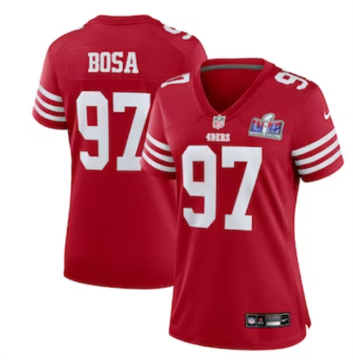 Women's San Francisco 49ers Nick Bosa Nike Scarlet Super Bowl LVIII Game Jersey