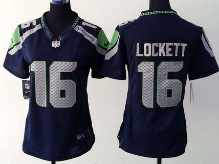 Women's Seattle Seahawks #16 Tyler Lockett Navy Blue Team Color NFL Nike Limited Jersey