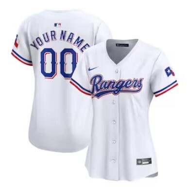 Women's Texas Rangers Nike White Home Limited Custom Jersey