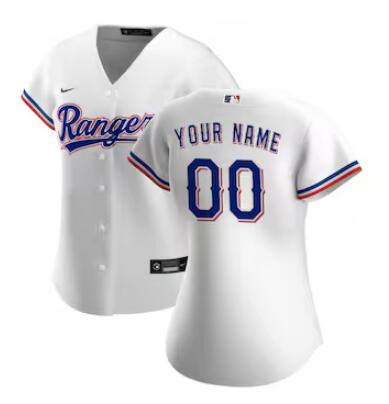 Women's Texas Rangers Nike White Home Replica Custom Jersey