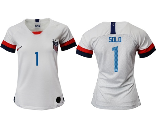 Women's USA #1 Solo Home Soccer Country Jersey