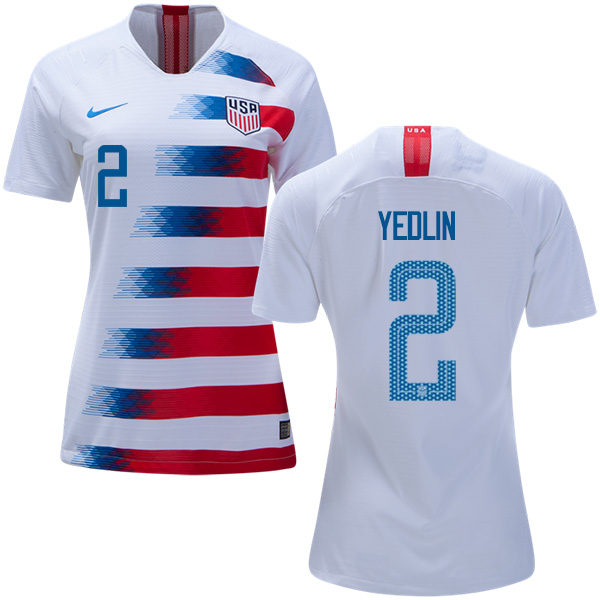 Women's USA #2 Yedlin Home Soccer Country Jersey