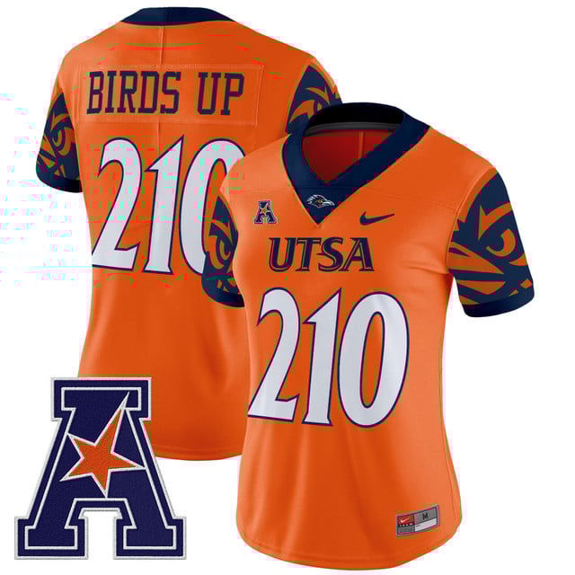 Women's UTSA Roadrunners 2025 Vapor Limited Jersey V2 orange #210 Birds Up