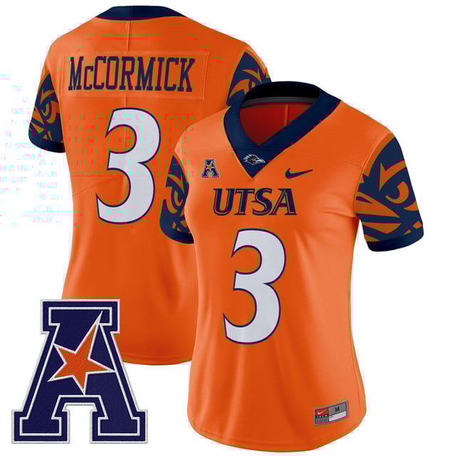 Women's UTSA Roadrunners 2025 Vapor Limited Jersey V2 orange #3 Sincere McCormick