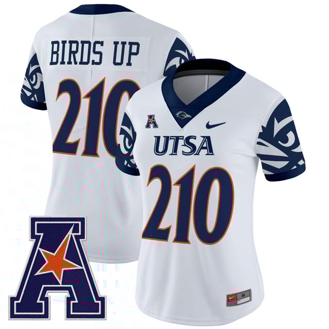 Women's UTSA Roadrunners 2025 Vapor Limited Jersey V2 white #210 Birds Up