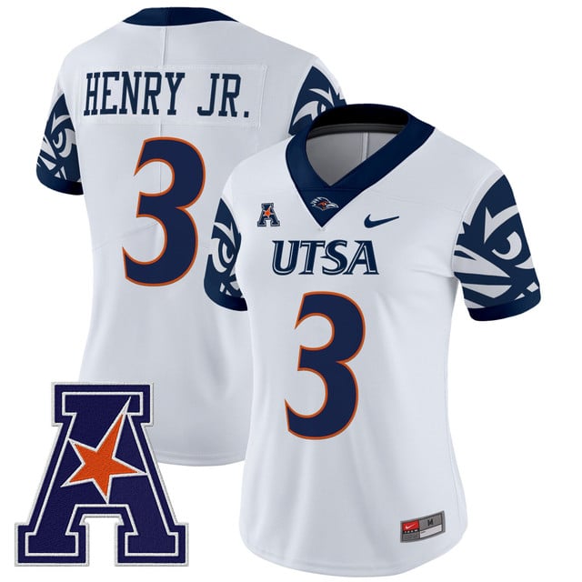 Women's UTSA Roadrunners 2025 Vapor Limited Jersey V2 white #3 Robert Henry Jr.