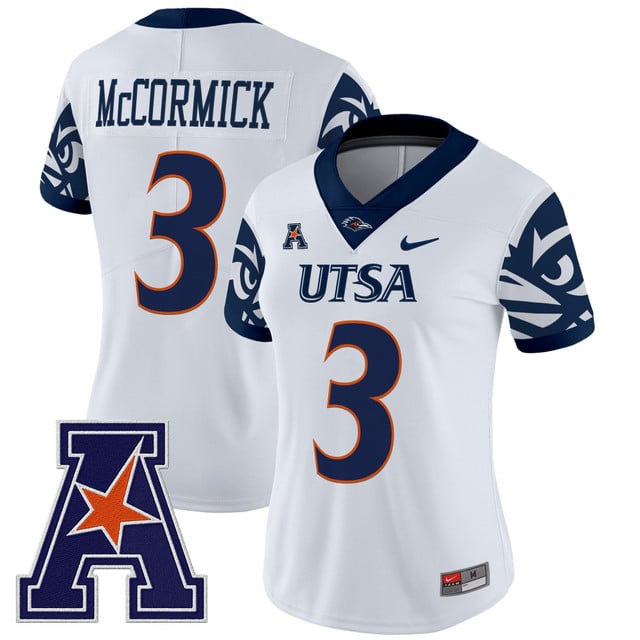 Women's UTSA Roadrunners 2025 Vapor Limited Jersey V2 white #3 Sincere McCormick