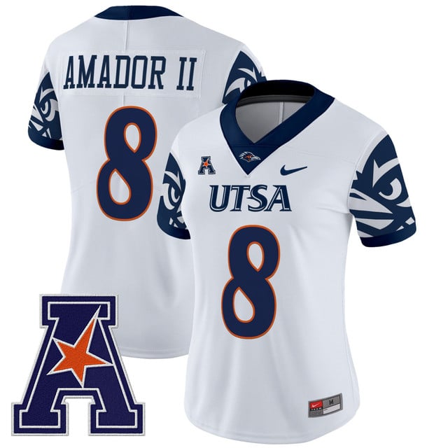 Women's UTSA Roadrunners 2025 Vapor Limited Jersey V2 white #8 Davis Amador II