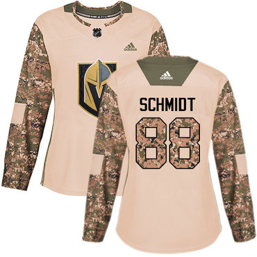 Women's Vegas Golden Knights #88 Nate Schmidt Adidas Camo Authentic Veterans Day Practice NHL Jersey