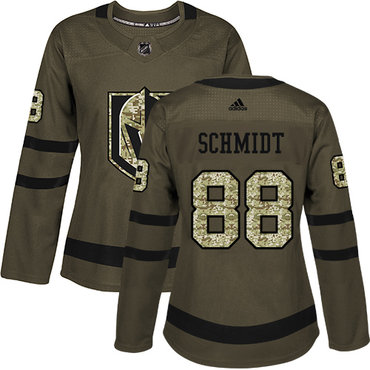 Women's Vegas Golden Knights #88 Nate Schmidt Adidas Green Authentic Salute To Service NHL Jersey