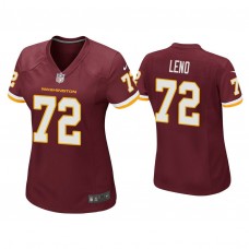 Women's Washington Football Team #72 Charles Leno Burgundy Game Jersey