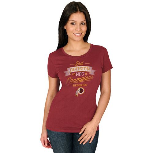 Women's Washington Redskins Majestic Burgundy 2015 NFC East Division Champions T-Shirt