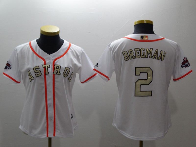 Women Astros 2 Alex Bregman White Women 2017 World Series Champions Cool Base Player Jersey