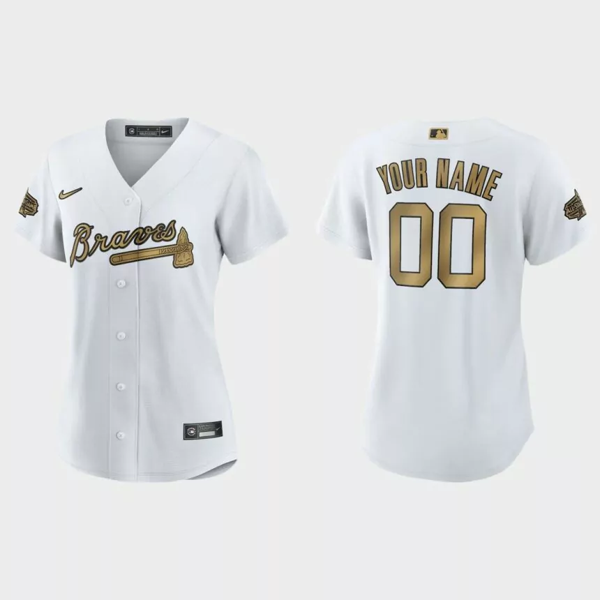 Women Atlanta Braves Custom White 2022 MLB All-Star Game Replica Jersey
