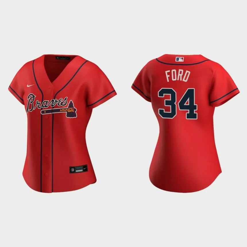 Women Atlanta Braves Mike Ford Red Replica Jersey