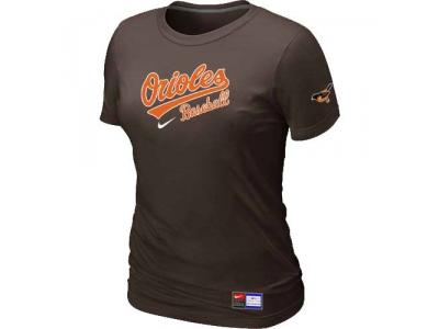 Women Baltimore Orioles NEW Brown Short Sleeve Practice T-Shirt