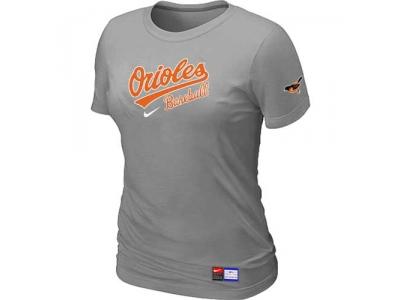 Women Baltimore Orioles NEW Grey Short Sleeve Practice T-Shirt