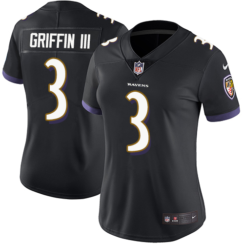 Women Baltimore Ravens #3 Robert Griffin III Vapor Untouchable Limited Black Alternate Jersey