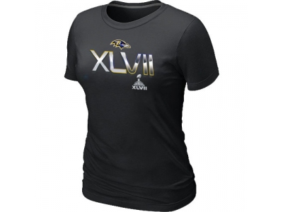 Women Baltimore Ravens 2012 Super Bowl XLVII On Our Way Black T-Shirt