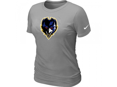 Women Baltimore Ravens Tean Logo L.Grey T-Shirt