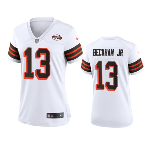 Women Browns #13 Odell Beckham Jr. Nike 1946 Collection Alternate Game Limited NFL Jersey - White