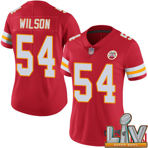Women Cheap Super Bowl LV 2021 Women Kansas City Chiefs 54 Wilson Damien Red Team Color Vapor Untouchable Limited Player Nike NFL Jersey