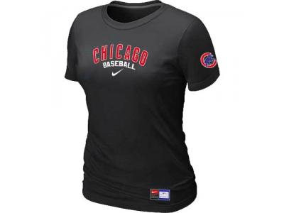 Women Chicago Cubs NEW Black Short Sleeve Practice T-Shirt