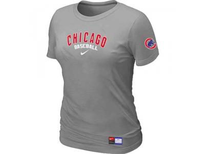 Women Chicago Cubs NEW L.Grey Short Sleeve Practice T-Shirt