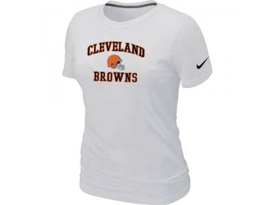 Women Cleveland Browns Heart & Soul White T-Shirt