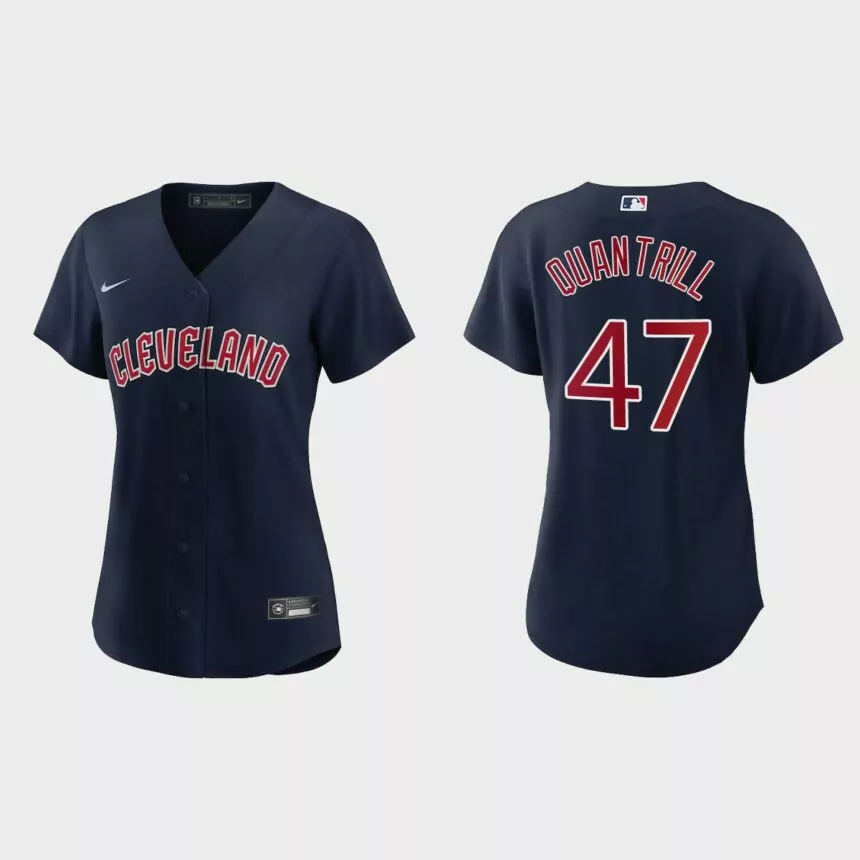 Women Cleveland Guardians Cal Quantrill Navy Replica Jersey