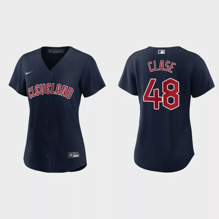 Women Cleveland Guardians Emmanuel Clase Navy Replica Jersey