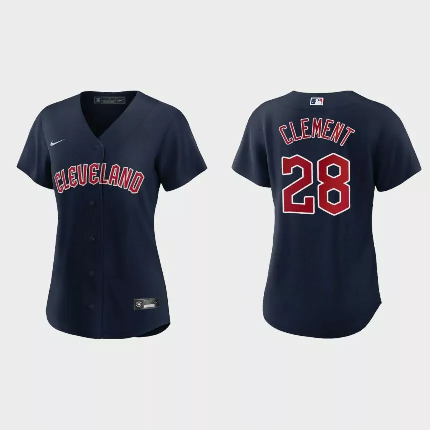 Women Cleveland Guardians Ernie Clement Navy Replica Jersey