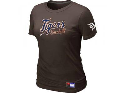 Women Detroit Tigers NEW Brown Short Sleeve Practice T-Shirt