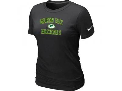 Women Green Bay Packers Heart & Soul Black T-Shirt