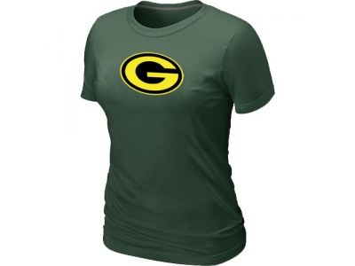Women Green Bay Packers Neon Logo Charcoal D.Green T-shirt