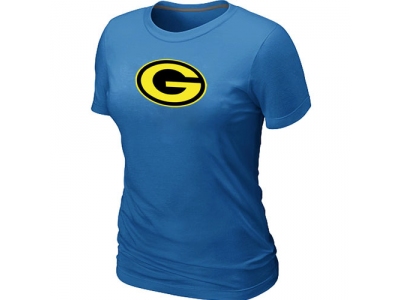 Women Green Bay Packers Neon Logo Charcoal L.blue T-shirt