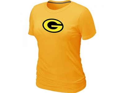 Women Green Bay Packers Neon Logo Charcoal Yellow T-shirt