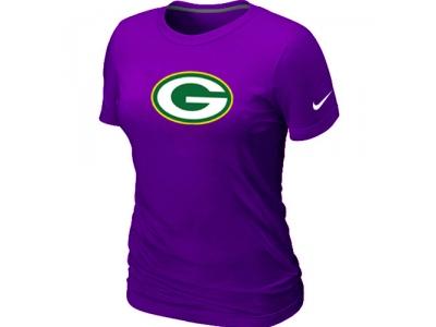 Women Green Bay Packers Purple Logo T-Shirt