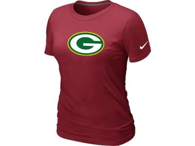 Women Green Bay Packers Red Logo T-Shirt